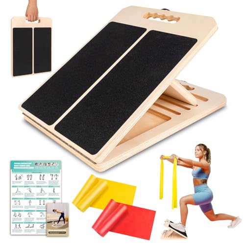 Calf Stretch Slant Board with Resistance Band, 300lb Portable Incline Board