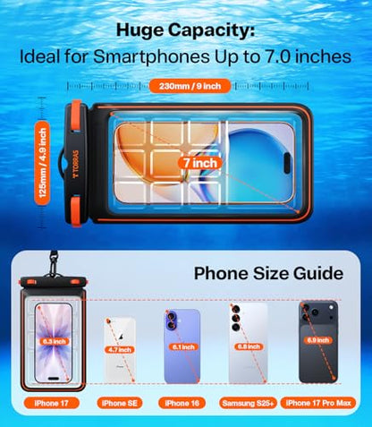 TORRAS IPX8 Waterproof Phone Pouch Floating, Underwater Touch Screen, Black - color: 1 Pack-Black