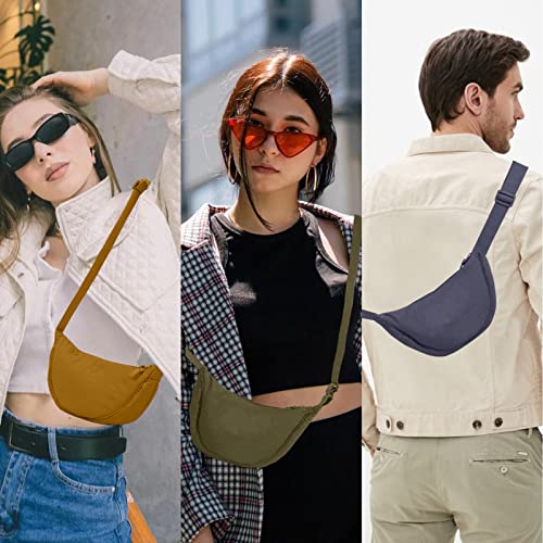 Nylon Crescent Crossbody Bag for Women Purses Trendy Men,Small Travel Sling Bag Hobo - color: Olive Green, size: Small