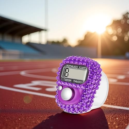 Electronic Finger Tally Counter Clicker Counter,Convenient Portable Digital Display Tally Counter,Resettable Mini Lap Counter for Golf Goods Counting Accessories,Track and Field Lap Counters(Purple)