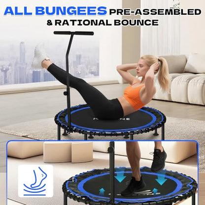 K KENSONE 40/48" Rebounder Trampoline for Adults, Bungee, 450/550 LBS Quiet - color: Blue, size: 48" T-Bar