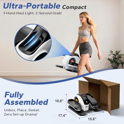 Under Desk Elliptical Machine, Ellipse Leg Exerciser As Seen On Tv While Sitting for Seniors, Pedal Exerciser with 15 Level Adjustable Resistance & 5 Auto Mode Fully Assembled Home Office - color: White