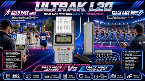 ULTRAK L20 Multi-Lane Timer, 10-Button Set, Printer, 8000 Memory, Track Meet