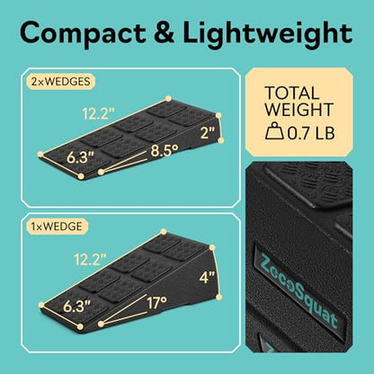 Squat Wedge Block Set of 3/5 - 960 LBS Capacity - Slant Board for Calf Stretching with 5 Stackable Angles - Calf Stretcher Slant Board - Workout Equipment - EPP Material for Exercise Equipment & Physical Therapy - color: Black&Black