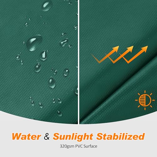 Exacme Trampoline Pad Replacement 16 15 14 13 12 10 8 Foot, Waterproof Safety Spring Cover Round Frame Pad, No Hole for Pole - color: Green, size: Fit 10FT Frame Only, style: With Opening Design