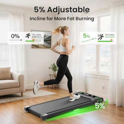 AKLUER Walking Pad Treadmill with 12% Auto Incline Adjustable Handlebar - color: Matte Black