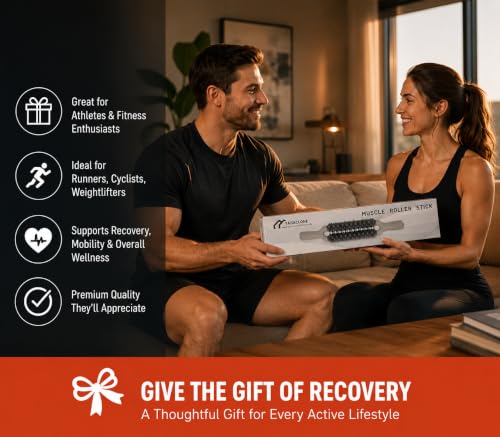 Muscle Roller Stick for Muscle Recovery, Double Row Massage Roller