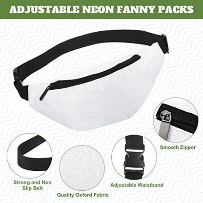 Eccliy Sublimation Fanny Packs for Women Men White Running Waist Bag Waist Pouch with Adjustable Strap Zipper for DIY Hiking Traveling Biking Festival Sports Outdoors Workout