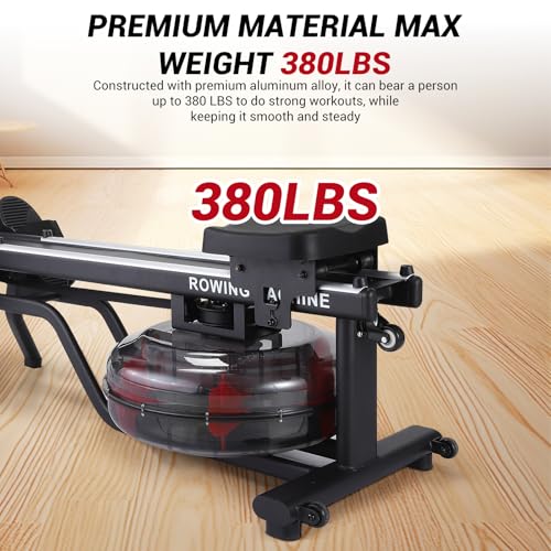 Dual Water Magnetic Rowing Machine for Home Can Foldable Save Space, Full-Body Low-Impact Workout, 380LB Weight Capacity with Digital Monitor, Ergonomic Seat, Tablet Holder ﻿ ﻿