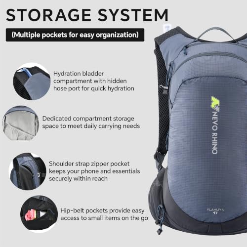 N NEVO RHINO 17L Hydration Backpack, Water Backpack with 500ml Soft Flask - color: Blue