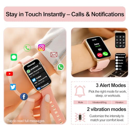Fitness Tracker (Answer/Make Calls), Smart Watch for Women, with 1.47″ AMOLED Always-On Display, 24/7 Heart Rate, Sleep Tracking, 110+ Sport Modes, Waterproof, Compatible for Android Phone - color: Gold