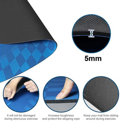 Jump Rope Mat Outdoor Indoor,Oval 52'' x 36'' Non-slip Fitness Exercise Mat - color: Navy
