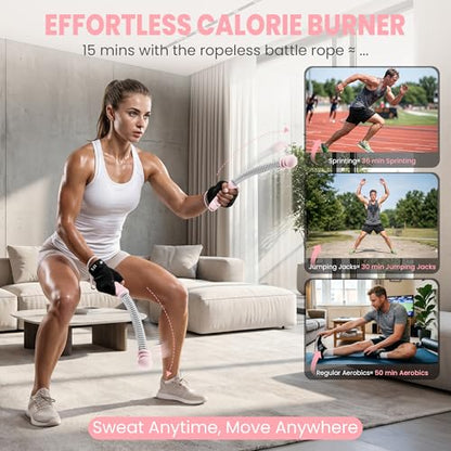 Ropeless Battle Ropes with Adjustable Weight, 2 Pack, Pink - color: Pink