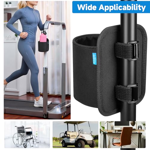 Xxerciz Treadmill Cup Holder, Roll Bar Water Bottle Holder with Two Adjustable Straps, Universal Drink Holder Fits 8-32 oz Bottle, Easily Install on Golf Cart, Walker, Scooter