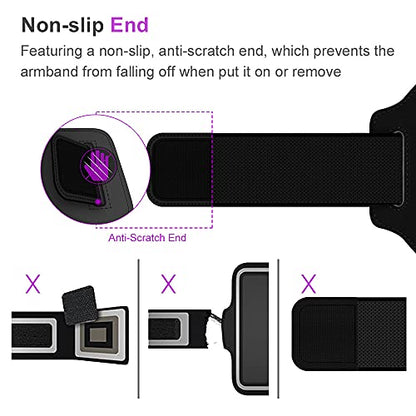 Rotatable Running Cell Phone Armband with Airpods Holder, Black