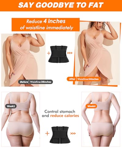 Women Waist Trainer Cincher 3 Straps Tummy Control Body Shaper - color: Black - 9 Inch - 13 Steel Bones - Hook & Zipper - 1 Belt, size: Small