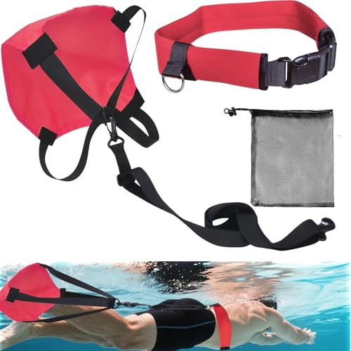 Adjustable Swim Parachute Belt - Resistance Training - color: Red