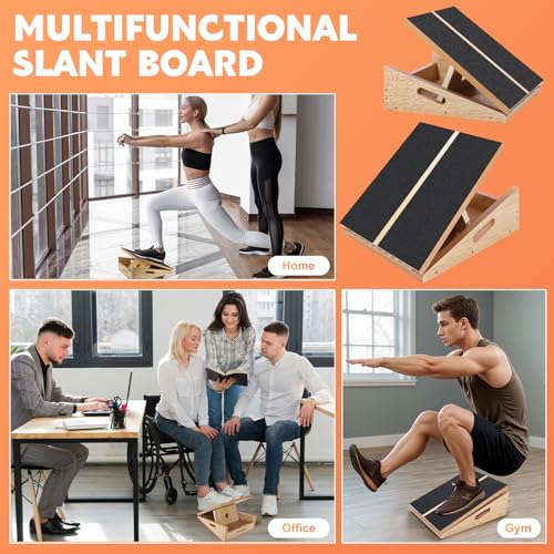 Professional Slant Board for Calf Stretching, Adjustable Wooden Calf Stretcher Incline Board, Calf Stretch Board for Squats Leg Knees Heel Ankle Stretching