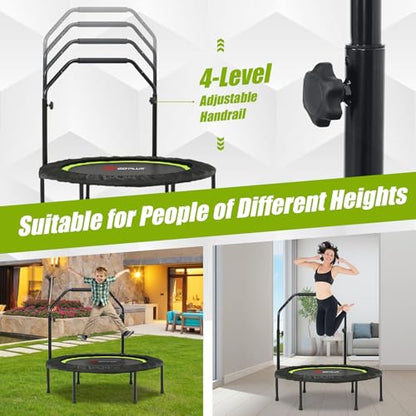 Goplus 40” Folding Fitness Trampoline w/ 2 Resistance Bands - color: Green