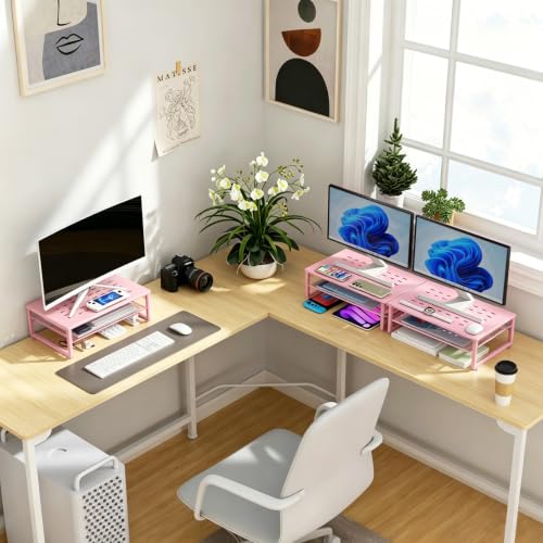 gianotter 2-Tier Metal Monitor Stand Riser - color: Pink