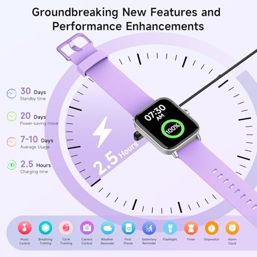 Gydom Smart Watches for Women for Android & iPhone, Alexa Built-in, 1.8" Smartwatch with Heart Rate/SpO2/Sleep/Stress, IP68 Waterproof Fitness Tracker, 101+ Sports Modes, Purple - color: Purple