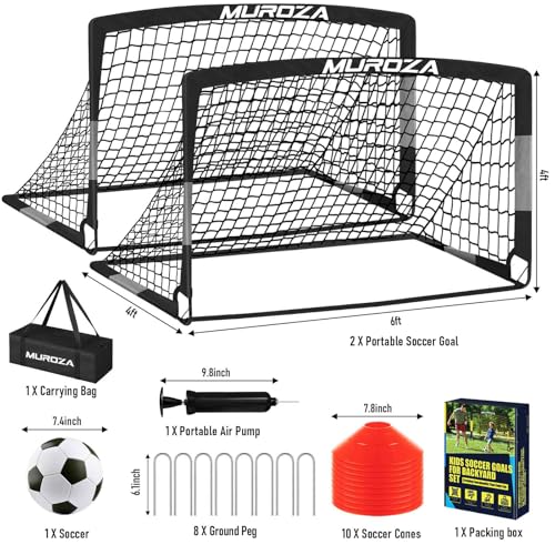 Soccer Goal, Kids Soccer Goals for Backyard Set, Pop Up Soccer Net - color: Black Gray, size: 6 ft x 4 ft