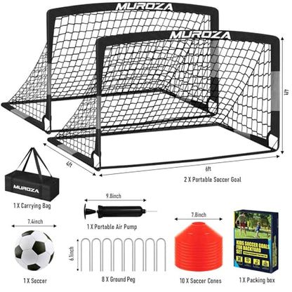 Soccer Goal, Kids Soccer Goals for Backyard Set, Pop Up Soccer Net - color: Black Gray, size: 6 ft x 4 ft