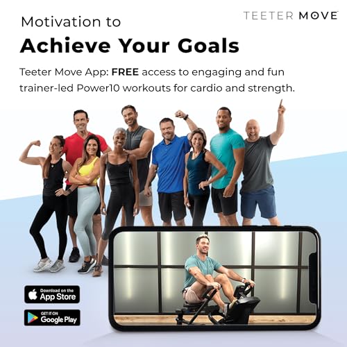 Teeter Power10 Rower with 2-Way Magnetic Resistance Elliptical Motion - Indoor Rowing Machine w/HRM Connectivity, Teeter Move App - Free Classes & Coaching - style: Power10