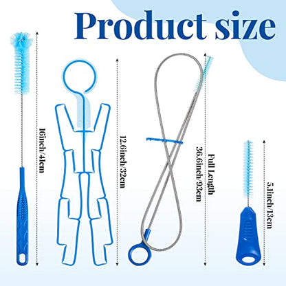 Roshtia 4 Sets Hydration Bladder Cleaning Kit Including Small Brush Big Brush Collapsible Frame Flexible Long Bladder Brush