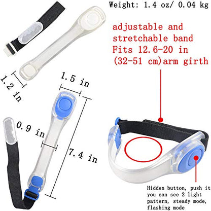 Premium LED Light Up Armband, Reflective Adjustable Wearable Silicone Running Belt Strap/Waterproof Glow in The Dark for Running Jogging Walking Cycling Concert Camping Outdoor Sports - color: Green - 4 Pack