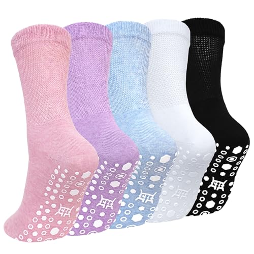 CaiDieNu Non Slip Socks for Women: Non Skid Grip Socks for Elderly Hospital - color: Multicolor-3, size: 11-13