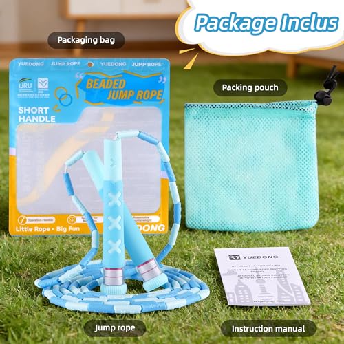 YUEDONG Kids Beaded Jump Rope, Adjustable TPE, Tangle-Resistant, Boys Girls - color: BLUE