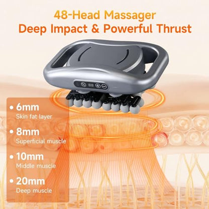 48-Head Massage Gun Set, Deep Tissue Percussion Massager with 9 Modes & 9 Intensity Levels, Quiet Muscle Massage Gun for Back, Shoulders, Legs, Foot, and Body Muscle Pain Relief