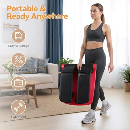 Air Resistance Stepper with Resistance Bands, 5-Level Adjustable Mini Stair Climber Fitness Machine with LCD Monitor, Non-Slip Pedals, 300lbs Capacity Portable Cardio Gym Equipment