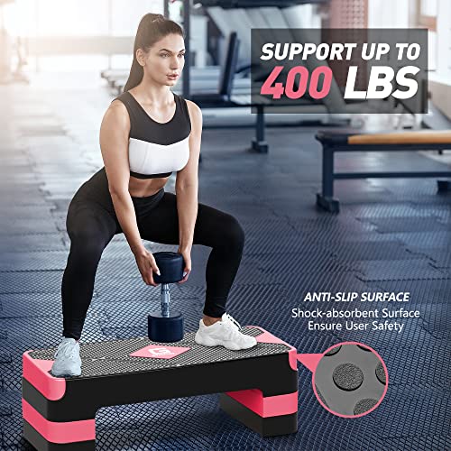 GYMMAGE Aerobic Exercise Step, Adjustable Height, - color: E