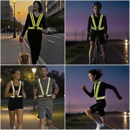 Reflective Strap Safety Vest Gear - 2-10 Pack Adjustable High Visible Reflective Running Gear for Women Men Night - color: Greenx5+orangex5