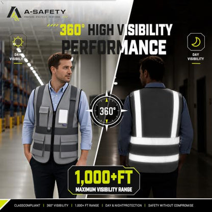 A-SAFETY XSmall grey manager vest work - color: Grey, size: X-Small