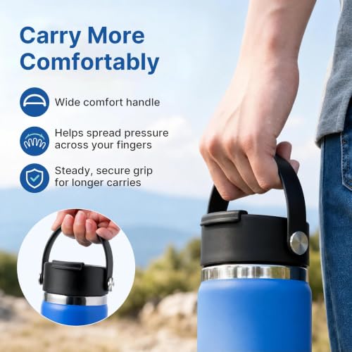 Flip Lid with Handle for Hydro Flask 12 16 20 32 40 64 oz Wide Mouth Bottle - color: Black 1 Pack