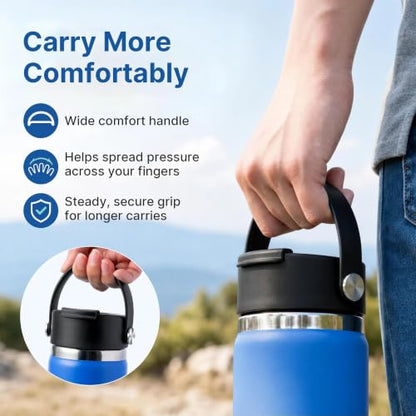 Flip Lid with Handle for Hydro Flask 12 16 20 32 40 64 oz Wide Mouth Bottle - color: Blue