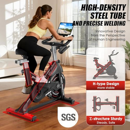 Exercise Bike,Stationary Bike for Home,Magnetic Indoor App Cycling Bike - color: Red Black 01