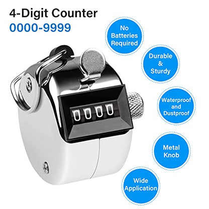 Tally Counter, 4-Digit Clicker Counter, Metal Hand Tally Counters Clicker Pitch Counter for Counting, Knitting, Coaching, Golf, Lap, Fishing - color: A-1Piece