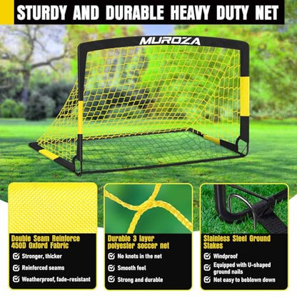Soccer Goal, Kids Soccer Goals for Backyard Set, Pop Up Soccer Net - color: Black Yellow, size: 4 ft x 3 ft