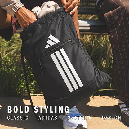adidas Alliance Sackpack – Drawstring Backpack for Sports, Small Gym Bag, Black/Gold Metallic/3, OSFA - color: Black/Gold Metallic/3