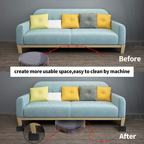 Ezprotekt 2" Bed and Furniture Risers Heavy Steel Sofa Table Dresser Risers - color: Black, size: 2" x 3.15"