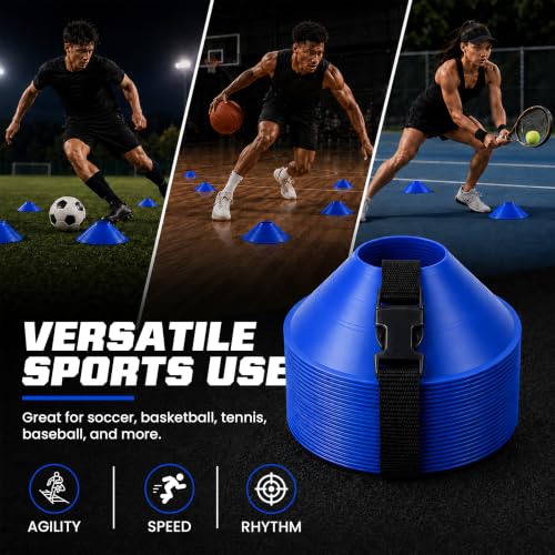American Challenge Large Disc Cones, Soccer Cones for Sports, Set of 6 - color: Royal