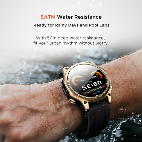 Anywise W1 GPS Smart Watches for Men, 6 Satellite Positioning, 50M Waterproof Fitness Tracker, 1.43'' AI Mens Smart Watch for Android Phone/iphone compatible,Answer/Make Call/12 Days Battery - color: Gold - 3 Watch Bands