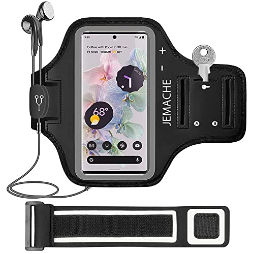 Pixel 10 9 Pro Armband, JEMACHE Water Resistant Gym Running Workouts Phone Arm Band for Google Pixel 10Pro 9Pro 10 9 8 7 9a 8a 7a (Black) - color: Black, size: Up to 6.3"