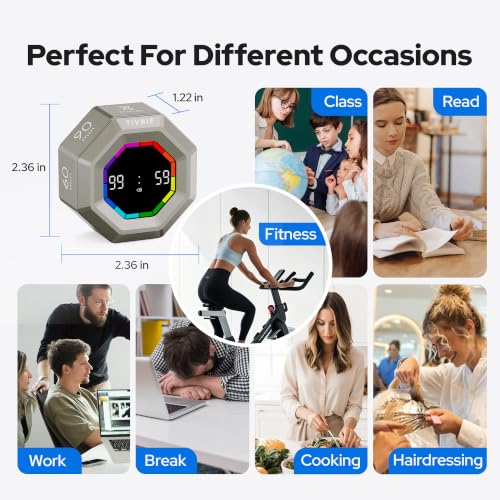 Visual Timer for Kids Kitchen Timer Pomodoro Magnetic Visual Countdown - color: Gray