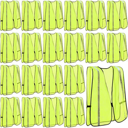 Jecery 20 Packs High Visibility Vest Safety Reflective Hi Visibility Mesh Vest Lightweight Neon Universal Size for Men Work Outdoor (L) - size: Large