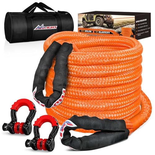 Nilight Kinetic Recovery Rope Kit with D-Ring Shackle Towing Strap - color: 1in x 30ft Rope+2Pcs Anti-Theft D-Ring Shackles